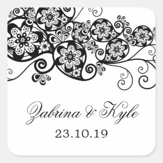 Vintag Elegant Boho Floral Paisley Gastgeschenke H Quadratischer Aufkleber