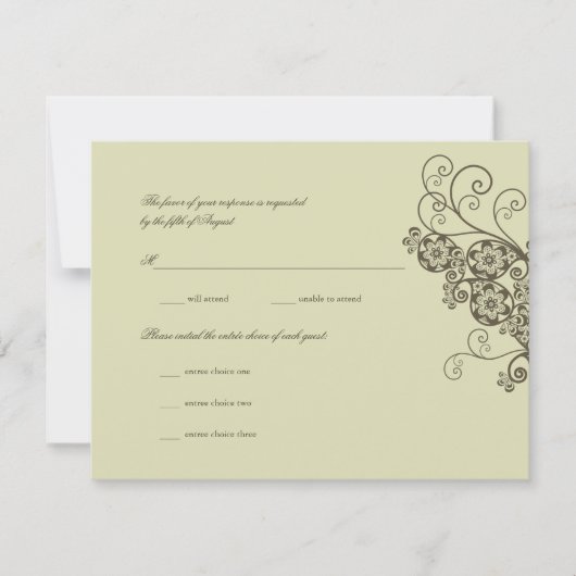 Vintag Elegant Boho Floral Paisley Wedding RSVP (Vorderseite)