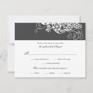 Vintag Elegant Boho Floral Paisley Wedding RSVP Karte