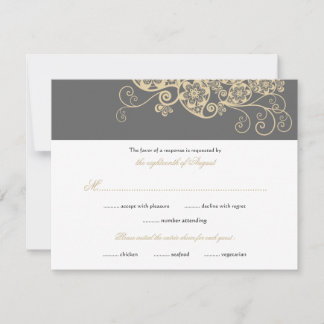 Vintag Elegant Boho Floral Paisley Wedding RSVP Karte