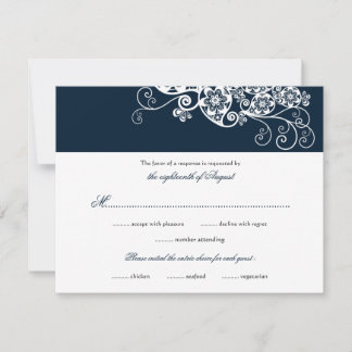 Vintag Elegant Boho Floral Paisley Wedding RSVP Karte