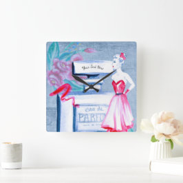 Vintag Elegant Eau De Parfum Ladys Boudoir Quadratische Wanduhr