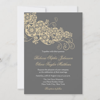Vintag Elegant Floral Paisley Boho Wedding Einladu Einladung