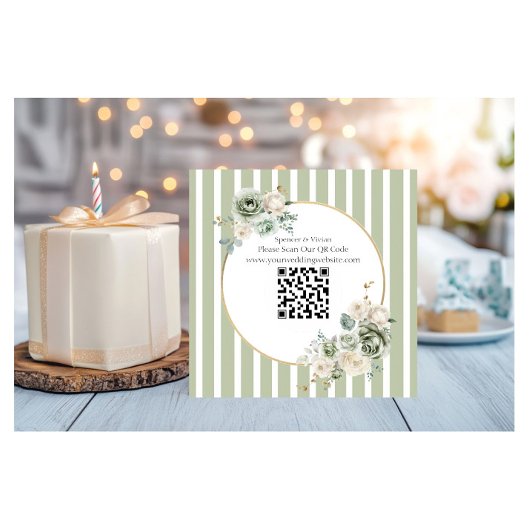 Vintag & elegant Grün & Gold Micro Hochzeit Begleitkarte