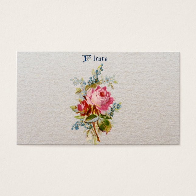 Vintag Elegant Rosa Blau Rose Fleurs (Vorderseite)