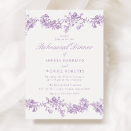 Vintag Elegante: Lila Probe-Abendessen mit Blumen Einladung