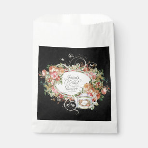 Vintag Elegante Rose Tee Party Schwarzes Brautpart Geschenktütchen