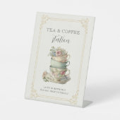 Vintag Elegante Tea Party Brautparty Bar Sockelschild (Vorderseite)