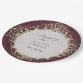 Vintag Eleganter Rokoko Weinkultur und Erde Pappteller (Schrägansicht)