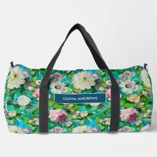 Vintag Elegantes, florenrosa Blume blaues Monogram Duffle Bag