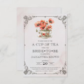 Vintag Elegantes Tea Party Brautparty Einladung (Vorne/Hinten)
