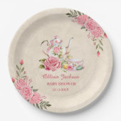 Vintag Elegantes Tea Party Bridal Dusche Einladung Pappteller (Vorderseite)