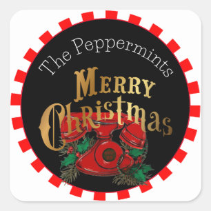 Vintag Elegantes Weihnachtsfernsprecher Personalis Quadratischer Aufkleber