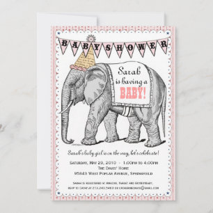 Vintag Elephant Circus Parade Kinderdusche Einladu Einladung