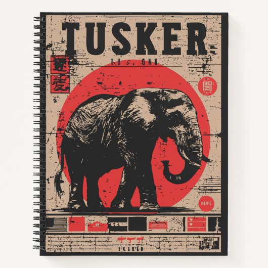 Vintag Elephant Safari Poster Japanische Propagand Notizblock (Vorderseite)