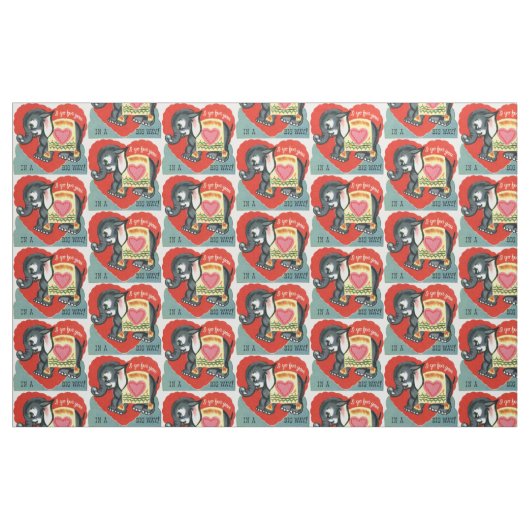 Vintag Elephant Valentine Stoff (Fat Quarter (45,7 x 55,9 cm))