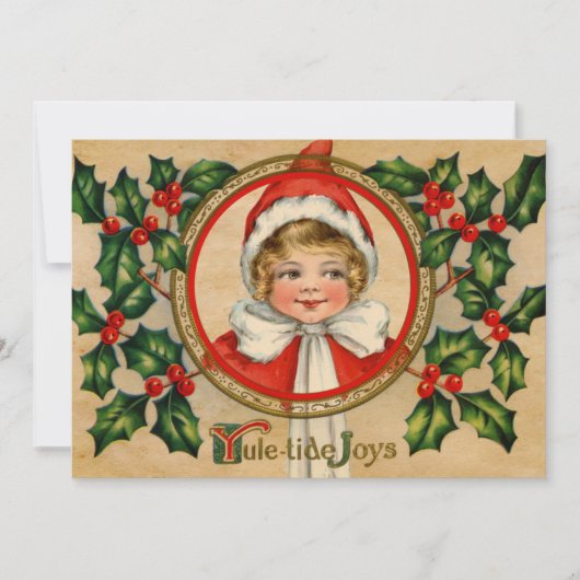 Vintag Elf Mädchen Weihnachten Gruß (Vorderseite)