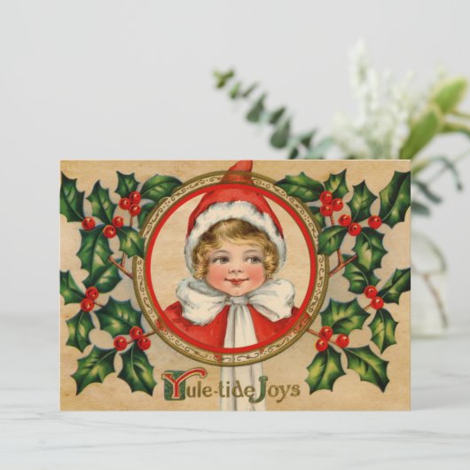 Vintag Elf Mädchen Weihnachten Gruß (Stehend Vorderseite)