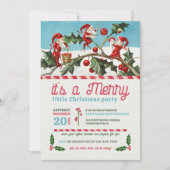 Vintag Elfen Weihnachtsfeiertag Party Einladung (Vorderseite)