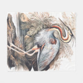 Vintag Elizabeth Gwillim Lila Heron Fleecedecke (Vorderseite (Horizontal))