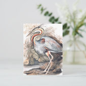 Vintag Elizabeth Gwillim Lila Heron Postkarte (Stehend Vorderseite)