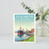 Vintag Elizabeth New Jersey Postkarte (Stehend Vorderseite)