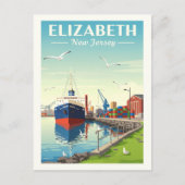 Vintag Elizabeth New Jersey Postkarte (Vorderseite)
