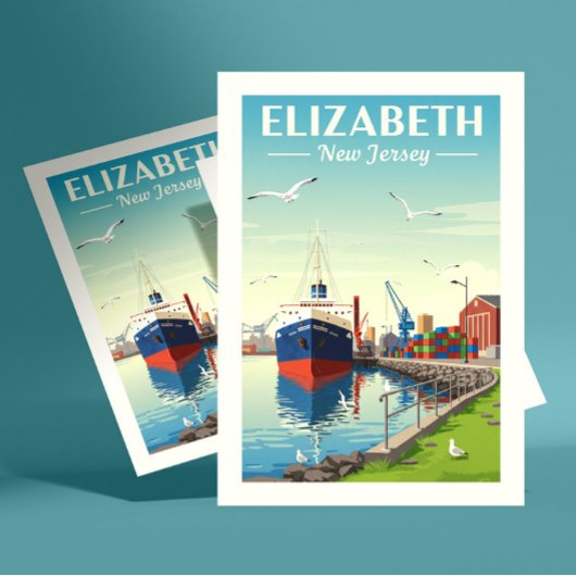 Vintag Elizabeth New Jersey Postkarte
