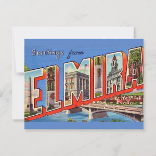 Vintag Elmira New York Grußkarte Postkarte
