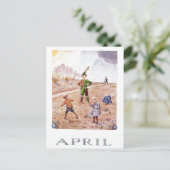 Vintag Elsa Beskow April Postcard Postkarte (Stehend Vorderseite)