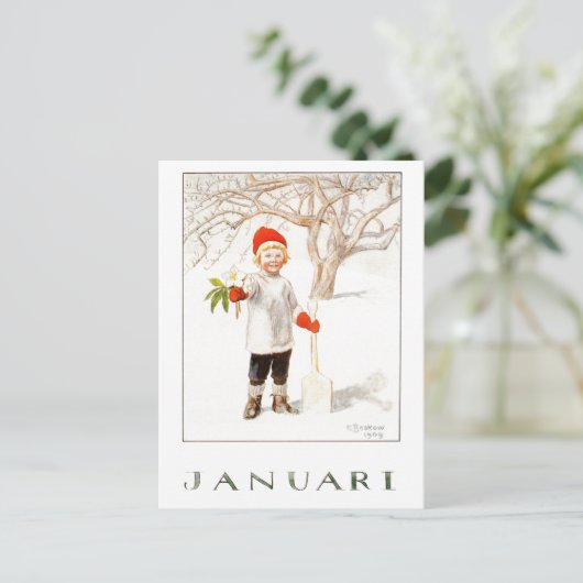 Vintag Elsa Beskow Januar Postkarte (Stehend Vorderseite)