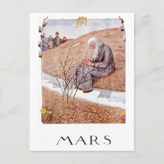 Vintag Elsa Beskow März Postkarte (Vorderseite)