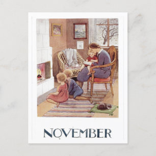 Vintag Elsa Beskow November Postcard Postkarte