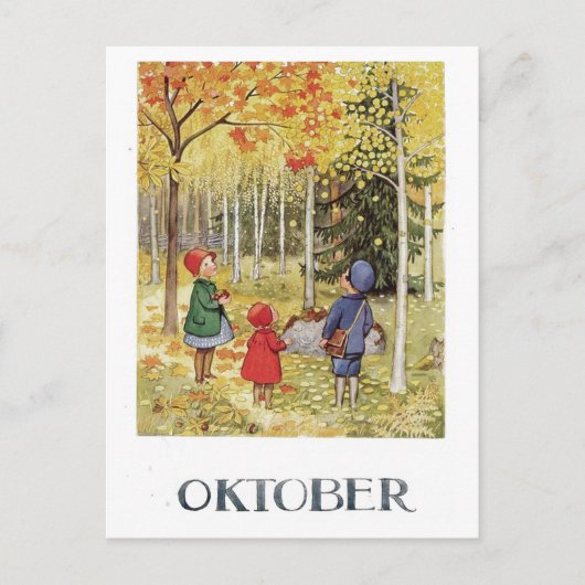 Vintag Elsa Beskow Oktober Postcard Postkarte (Vorderseite)