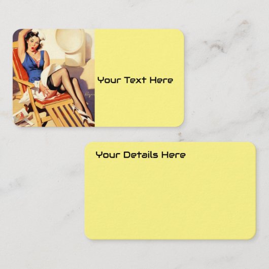 Vintag Elvgren Kreuzfahrtschiff Retro Button Up Gi Visitenkarte (Vorne/Hinten)