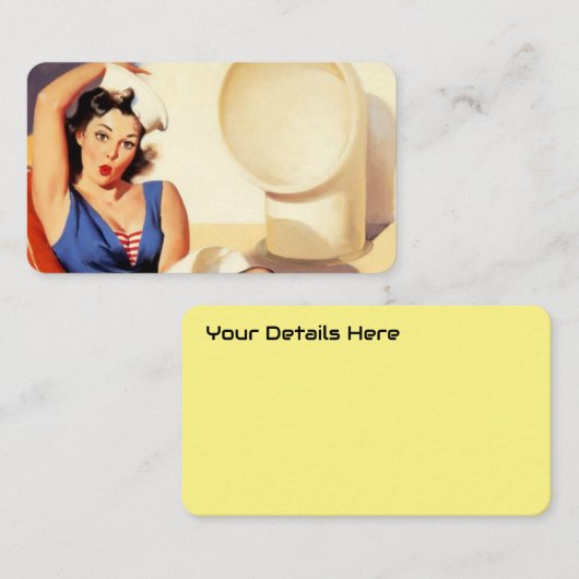 Vintag Elvgren Kreuzfahrtschiff Retro Button Up Gi Visitenkarte (Vorne/Hinten)