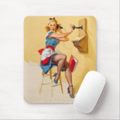 Vintag Elvgren Telefone Button-up Girl Retro Mousepad (Mit Mouse)