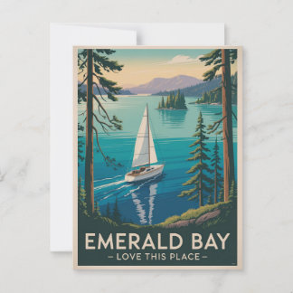 Vintag Emerald Bay Lake Tahoe Travel Postkarte