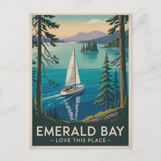 Vintag Emerald Bay Lake Tahoe Travel Postkarte (Vorderseite)