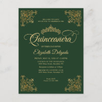 Vintag Emerald Green Gold Frame Tiara Quinceanera