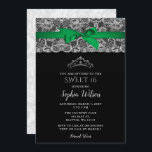 Vintag Emerald Green Ribbon Lace Sweet 16 Einladung<br><div class="desc">Vintag Emerald Green Ribbon Spitze Sweet 16 Einladung</div>