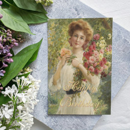 Vintag Emile Vernon Frau Floral Happy Geburtstag Postkarte