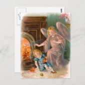 Vintag Engel, Schutzengel Mädchen und Feuer Postkarte (Vorne/Hinten)