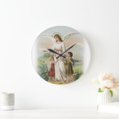 Vintag Engel Schutzengel und zwei Kinder Große Wanduhr (Zuhause)