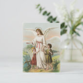 Vintag Engel Schutzengel und zwei Kinder Postkarte (Stehend Vorderseite)