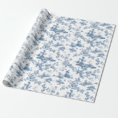 Vintag Englisch Floral Toile de Jouy-Blue Geschenkpapier (Ungerollt)