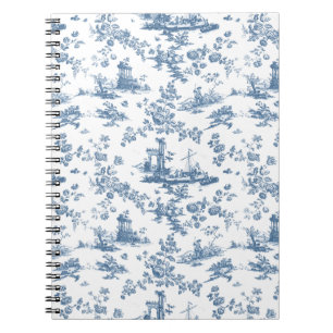 Vintag Englisch Floral Toile de Jouy-Blue Notizblock