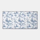 Vintag Englisch Floral Toile de Jouy-Blue Schreibtischunterlage (Vorderseite)