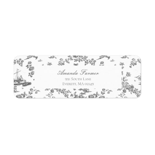 Vintag Englisch Floral Toile de Jouy-Gray (Vorne)