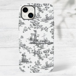 Vintag Englisch Floral Toile de Jouy-Gray Case-Mate iPhone 14 Plus Hülle